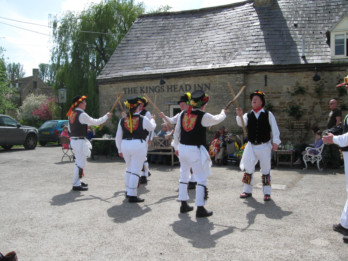 Ferette Morris dancing a Bledington dance in Bledington, 2nd May 2009